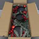 27.5-Inch Christmas Table Centerpiece with Candle Holders, Red Berries, and Pine Cones