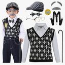 Old Man Costume for Boys 100th Day of School Kids Grandpa Old Person Outfit with Hat