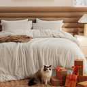 Bedsure Full Size Comforter Sets - Beige Soft Bedding for All Seasons, Cationic Dyed Bed Set, 3 Pieces, 1 Full Size Comforter (82"x86") and 2 Pillow Shams (20"x26"+2")
