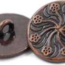 Bezelry 12 Pieces Flower Flourish Dark Copper Color Metal Shank Buttons. 20mm (3/4 inch) (Dark Copper)