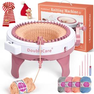 Knitting Machine 48 Needles,Smart Loom Knitting Machine with Row Counter,Knitting Board Rotating Double Knit Loom Machine for  Gift,DIY Knit Scarf Hat Sock(with Wool)