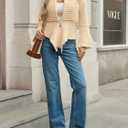 Womens Cardigan Sweaters 2025 Fall Trendy Chunky Open Front Sweater Long Sleeve Oversized Knitted Outerwear Coats (Beige)