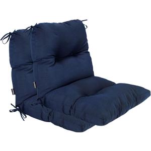 Outdoor Chair Cushions, Fade Resistant Replacement Tufted Cushion for Patio Dining Chair, Set of 2 Navy Blue