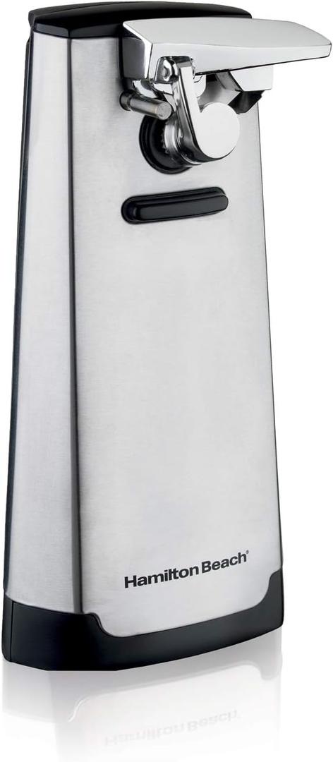 Hamilton Beach Extra-Tall Electric Automatic Can Opener with Easy-Clean Detachable Cutting Lever, Cord Storage, Knife Sharpener, Brushed Stainless Steel (76700)