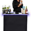 GoBar Portable Bar Table for Events - Black, 3 Skirts, or LED - Pop Up Mobile Bartending Station with Travel Carrying Case, 39 x 36 x 15 inches