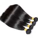 Straight Bundles Human Hair 16 18 20 22 Inch 100% Unprocessed Brazilian Virgin Hair 4 Bundles Hair Extension for Black Women Natural Color