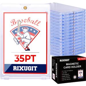 40 Pack Magnetic Card Holders - 35PT One Touch Trading Card Holders, UV Protection Magnetic Card Case, Card Protector for Game, Baseball Sports Cards, Fits Standard Cards Storage and Display