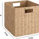 11 inch Cube Storage Bins, Wicker Storage Baskets for Organizing Foldable, 11x11x11inch Square Handwoven Cubby Organizer Bins, Large Collapsible Basket for Shelf Bedroom Living Room, 4 Pack