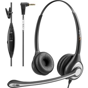 Wantek Phone Headset with Microphone Noise Cancelling, Telephone Headsets 2.5mm Jack Work for Panasonic AT&T ML17929 Vtech RCA Cisco Uniden Polycom Grandstream Home Office Cordless Phones(F602J25P)