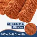 Non Slip Thick Shaggy Chenille Bathroom Rug Sets 2 Piece, Thickened Hot Melt Rubber Bottom Bath Mats for Bathroom, Bath Rugs Quick Dry Machine Washable for Shower (Burnt Orange, 32"x20" Plus 17"x24")