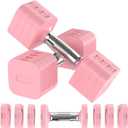 22LBS Adjustable Dumbbells Set, Adjustable Weight Dumbbells with 4 Levels 4.4lb, 6.6lb, 8.8lb, 11lb, Hand Weights Sets for Women/Men Home Gym Full Body Workout (Pink)