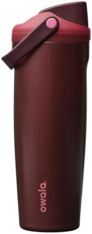 Owala FreeSip Sway Insulated Stainless Steel Water Bottle with Two-Way Spout, Built-In Straw and Bucket Handle, Made for Travel, School, and Sports, 30oz, BPA Free, Leak Proof, Black Cherry