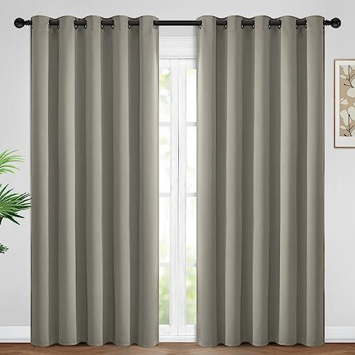 Yakamok Premium Room Darkening Thermal Insulated Curtains for Bedroom/Living Room - Classic Grommet Top (2 Panels, Taupe, 62 Inch by 84 Inch)