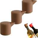 Ultimate Leakproof Wine & Champagne Stopper Set - Durable Silicone Beverage Bottle Sealers, Airtight Portable Wine Savers for Home, Bar, Restaurant, Festivals & New Year Celebrations 3PCS (Brown)