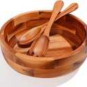 SullyHÔME 12" Acacia Wood Salad Bowl with Serving Spoons