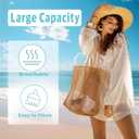Mesh Beach Tote with Zipper Pockets,with a pair of Sunglasses
