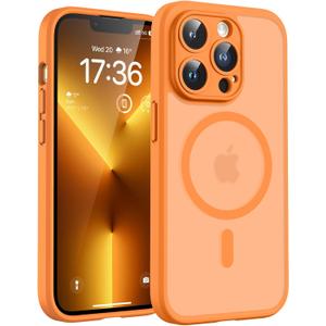 TOCOL Magnetic for iPhone 13 Pro Max Case, Upgraded Full Camera Protection, Compatible with Magsafe, Drop Protection, Translucent Matte Back for iPhone 13 Pro Max 6.7 inch (Orange)