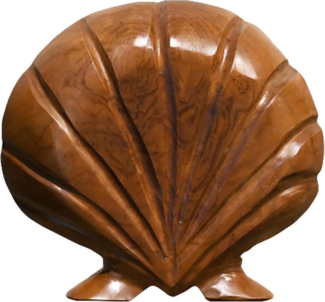 Seashell Teak Sculpture Home Dcor Seashell Teak Sculpture for Shelf Good Gifts for Decoration,7.9"X8.7"X1.6"