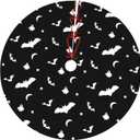 WUWOLI Halloween Goth Bats and Moon Christmas Tree Skirt, Thickened Apron, Xmas Tree Skirts Mat for Home Farmhouse Party Holiday Decor
