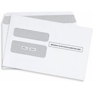 100 W2 Envelopes, Self Seal for W2 2-Up Forms, Double Window Security Envelope Designed for Printed W2 Laser Forms from QuickBooks Desktop and Other Tax Software, 5 5/8 x 9, 100 Pack