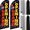 2 Pcs 8.2 ft Grand Opening Flags Grand Opening Sign Banner with Pole Kit and Ground Stake Swooper Flag with Aluminum Alloy Flagpole Kit for Business New Store Advertising Promotions