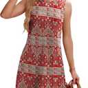 WIHOLL Summer Dresses for Women 2026 Loose Crew Neck Sleeveless Sundresses Casual Swimsuit Coverup with Pockets (Red, XXL)