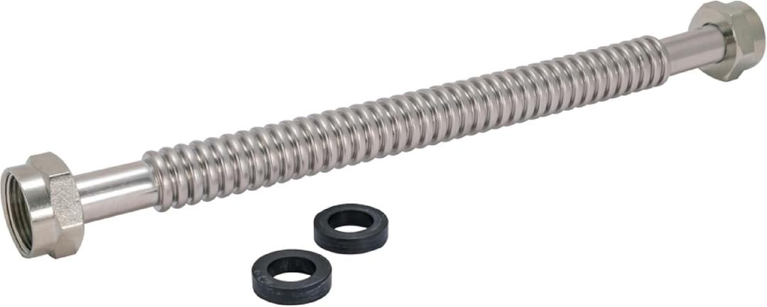 Eastman 15 Inch WaterFlex Water Heater Connector, 1 Inch FIP x 1 Inch FIP, Stainless Steel Corrugated Water Heater Supply Line, 447515