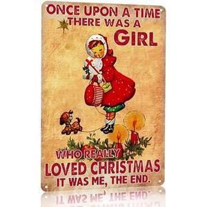 Joyline Women Girls Gifts Rustic Christmas Sign Just A Girl Who Loved Christmas Funny Tin Sign for Home Farmhouse Kicthen Bedroom She Shed Decor 8 x 12 inches (3241)