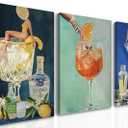 Vintage Cocktail Canvas Wall Art Set of 3, Retro Dirty Martini Bar Cart Wall Decor Paintings, Preppy Alcohol Aesthetic Posters Prints Pictures for Bar College Girls Apartment Dorm 12x16 Inch Framed