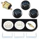 WATERWICH 3-in-1 Car Marine Meter Auto Gauge Kit: Voltmeter + Water Temperature + Oil Pressure Gauge, 2" (52mm), Universal for Car, SUV, Truck, Motorcycle, Tractor & Marine Engines (Black)