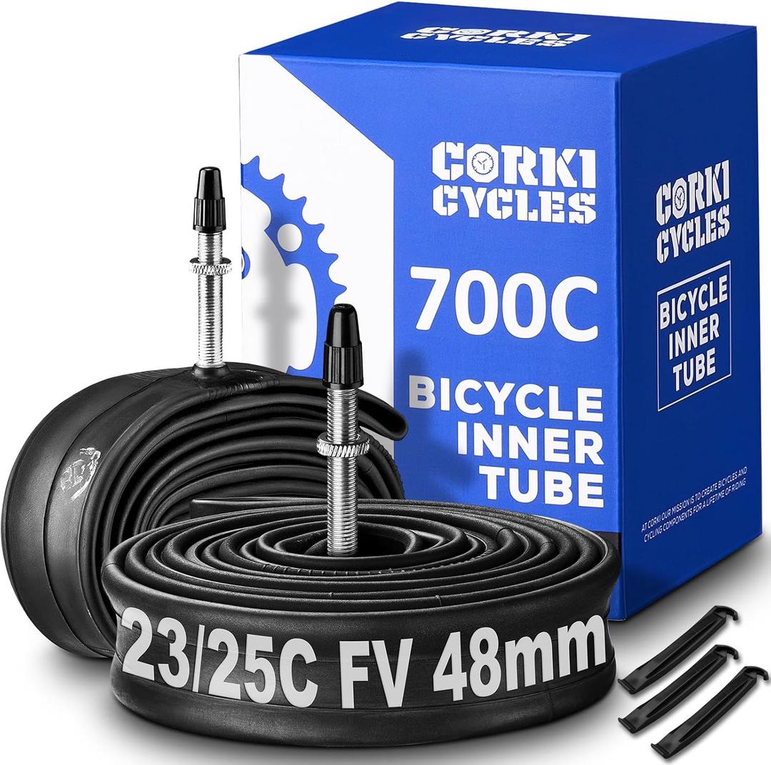 700c Bike Tire Inner Tube Replacement for Road Bicycle 28 Inch Premium Heavy Duty Butyl Rubber Spare 2 Pack with Tire Levers