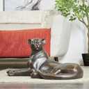 Deco 79 Polystone Leopard Decorative Sculpture Laying Home Decor Statue, Accent Figurine 29" x 14" x 13", Black