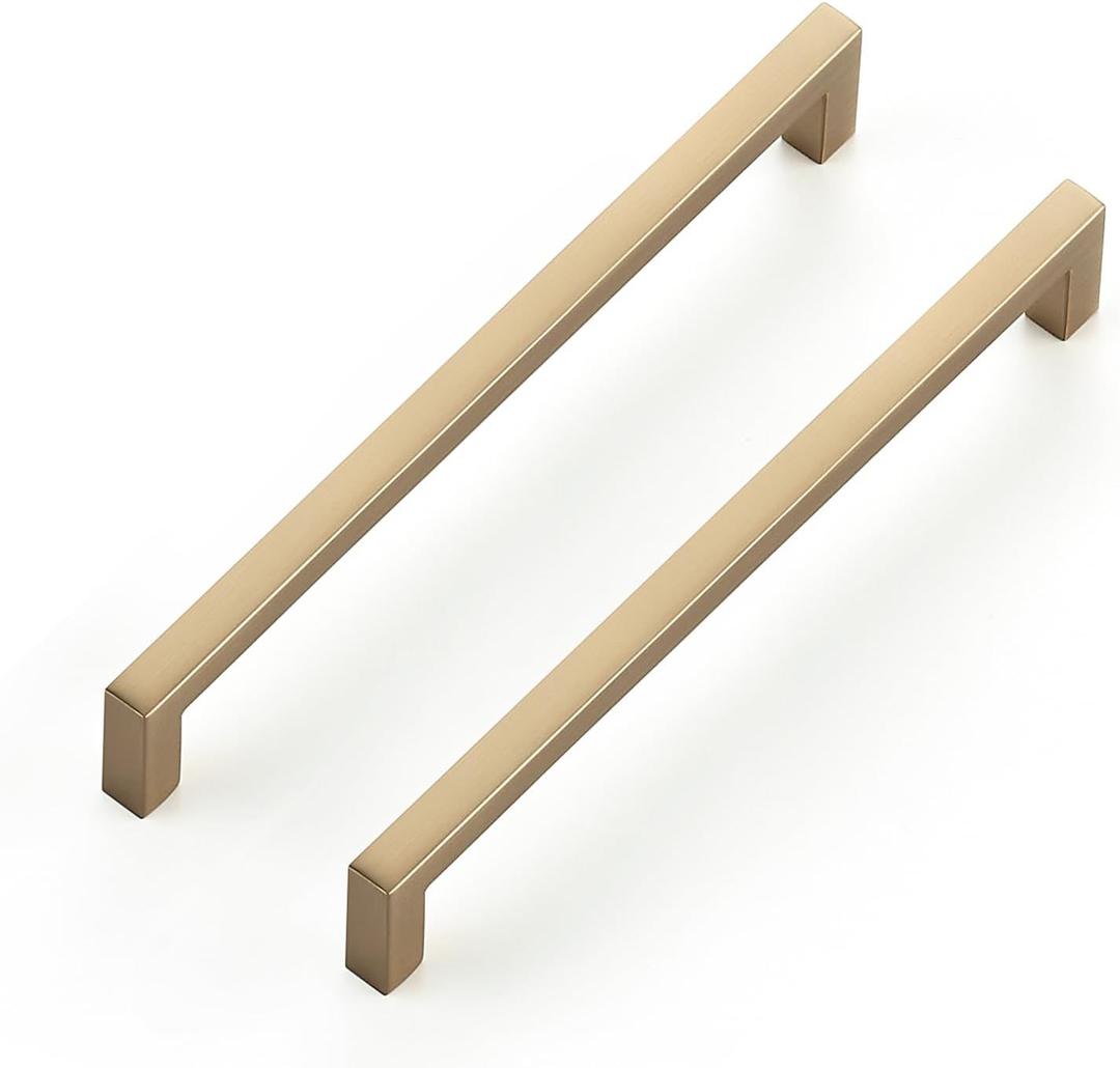 Ravinte Cabinet Handles Solid Slim Champagne Bronze 5 Pack 6-1/4 Inch Hole Center Square Bar Drawer Handles Kitchen Cabinet Pulls Drawer Kitchen Cabinet Hardware