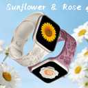 SNBLK 6 Pack Floral Engraved Bands Compatible with Apple Watch Bands 40mm 41mm 42mm 38mm Women Men, Silicone Flower Pattern Strap for iWatch Series 11 10