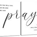 FYARTKJ 2Pcs Framed Bible Verse Wall Art Jeremiah 29:12 Pray to Me Canvas Prints Christian Inspirational Scripture Posters Wall Decor Pictures for Living Room Bedroom Home Decoration, 16x24in