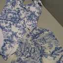 YUNAR Women Retro Deep Plunging One Piece Monokini Swimwear with Sarong Cover Up 2 pcs Set, Medium