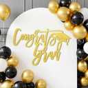 2026 Graduation Decorations Congrats Grad Wood Sign for Class of 2026 Graduation Party Backdrop Decorations Cutout Graduations Photo Booth Prop for School Celebration Sign Wall Decor(Gold)