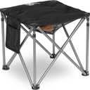 Bolosy Camping Stool Oversized Camping Foot Stool Ottoman 450 lbs Heavy Duty Camp Stool Padded Camping Chair Foot Rest Foldable Footrest (Single Pack, Black)