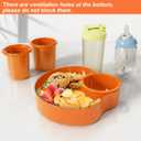 Car Seat Snack Tray for Kids: 2PCS Kids Car Seat Tray with Cup Holder, Toddlers Road Trip Essential, Travel Snacks Food Plate for Stroller, Boosters with a Cup Holder (Orange)