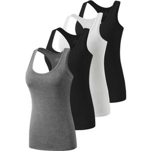 Star Vibe Racerback Workout Tank Tops for Women Basic Athletic Tanks Yoga Shirt Sleeveless Exercise Tops 4 Pack, XL