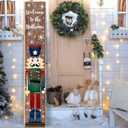 Christmas Wooden Porch Sign 47.2" Nutcracker Welcome Sign for Front Porch, Vertical Standing Outdoor Porch Decor for Home Front Door Yard Farmhouse Hanging Christmas Decoration