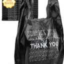 UMT Plastar 300 Count Thank You Plastic Bags, 12" x 6" x 22", 15 Mic Black T Shirt Grocery Bags with Handles, Ideal for Restaurants, Retail, Grocery Stores, Takeout, Convenience Stores