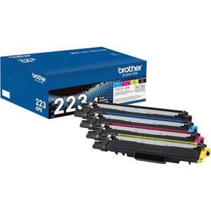 4 x Brother Genuine Standard-Yield Toner Cartridge Four Pack TN223 4PK - Includes one Cartridge Each of Black, Cyan, Magenta & Yellow Toner, Standard Yield, Model: TN2234PK