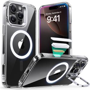 ESR for iPhone 16 Pro Max Case, Camera Control Button Compatible with MagSafe, Military-Grade Protective, Built-in Stash Stand Phone Case, Scratch-Resistant Back Cover, Clear