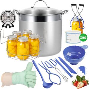 20.5 QT Water Bath Canning Pot with Rack and Lid, Canning Supplies, 20.5 Quarts