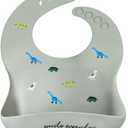 Accmor Silicone Baby Bibs, Waterproof Soft Bibs for Baby Girls Boys Feeding Eating, Silicone Baby Bibs with Large Pocket (Dinosaur)