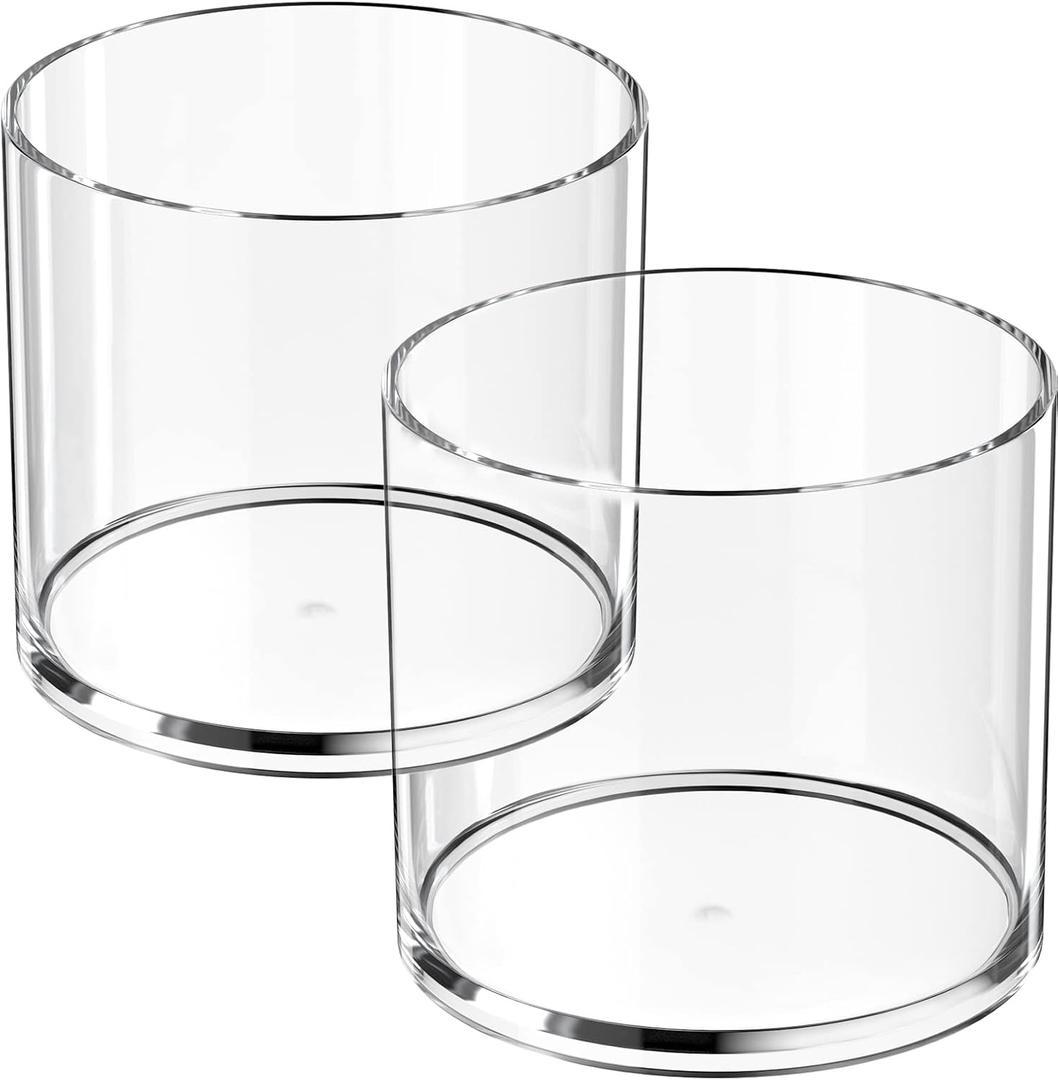 MaxGear 2 Pack Pen Holder Acrylic Cylinder Container, Round Pencil Holder for Desk Pen Cups for Utensil Makeup Brush, Clear Stationery Organizer for School Home Supplies Office Desk Accessories