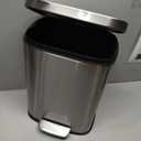 Amazon Basics SMALL Trash Can, 3.1 Gallon (12L), Smudge Resistant Rectangular Bin with Soft-Close Lid, Step Foot Pedal, Removable Inner Bucket, Brushed Stainless Steel, Satin Nickel Finish