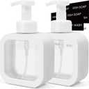 Foaming Soap Dispenser, 2 Pack 300ml (10oz) Plastic Refillable Foaming Hand Soap Dispenser with 16 Pcs Waterproof Labels, Foam Pump Bottle for Bathroom and Kitchen (White)