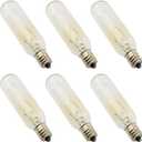 6PCS US Standard Salt Lamp Bulbs T6 110V 120V 15W E12 Miniature Bulbs Dimmable Transparent Tube Suitable for Replacement Lamps Household Appliance Lighting Salt Lamps